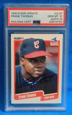 1990 FLEER UPDATE # U-87 Frank Thomas RC PSA 10 GEM MT #82674753 PSA/DNA AUTO 10 - Image 1 of 2