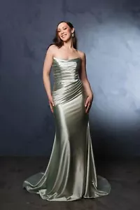 Womens Dresses For Formal Prom Long Straight Across Strapless Mermaid Plus Size - Picture 1 of 49
