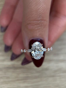 3.00 Carat Oval Shape F/VS1 Lab Grown Diamond Engagement Ring 14k Rose Gold - Picture 1 of 14