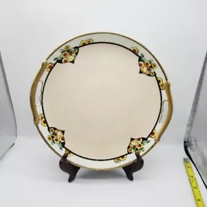 Hand Painted Art Deco Open Handled Cake Plate~Serving Plate Made In Japan - Picture 1 of 10