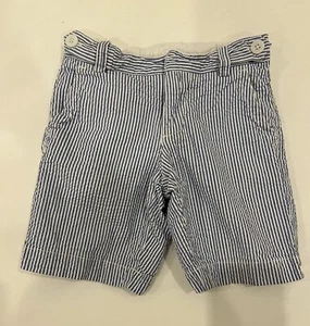 Jacadi Boys Shorts Size 4/4A White & Blue Stripes Seersucker EUC! - Picture 1 of 10