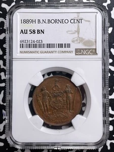 1889-H British North Borneo 1 Cent NGC AU58BN Lot#G9643 - Picture 1 of 3