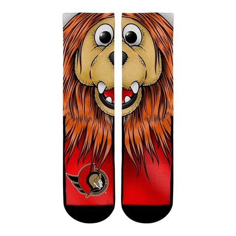 Youth Rock Em Socks Ottawa Senators Split Face Mascot Crew Socks Cover
