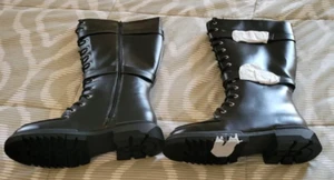 NIB Women's Shoedazzle Gabriela Lace Up Flat Combat Boots Black Size 9.5 Shoes - Picture 1 of 5