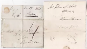 1820/21 2 x LETTERE PMK CHILOMETRAGGIO DI NORWICH CON SIMPSON THOMAS DAVY A WYMONDHAM - Foto 1 di 2