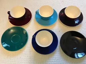 Konfetti - 4 Tassen, 6 Untertassen, 6 Beilagenteller - Royal Copenhagen Aluminia 50er Jahre - Bild 1 von 17