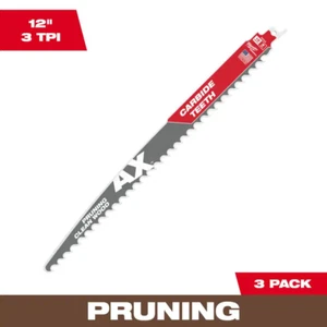 Milwaukee 48-00-5333 12" 3 TPI The AX with Carbide Teeth SAWZALL Blade, 3-PK - Picture 1 of 12