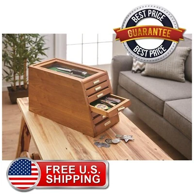 7 Drawer Collectors Cabinet Solid Wood Knives Display Case Coins Watches Medals - Image 1 of 4
