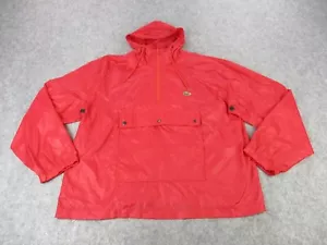 VINTAGE Lacoste Jacket Mens Large Red Green Izod Windbreaker Croc Hoodie Coat - Picture 1 of 10