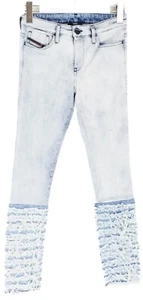 Diesel De-Aster 0843Z Jeans Damen W26 Distressed Fransen Verblichen Stretch Zip - Bild 1 von 10