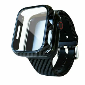 Carbon Fiber Strap Case For Apple Watch Band Bracelet iWatch Series 7 6 5 4 3 SE - Picture 1 of 13