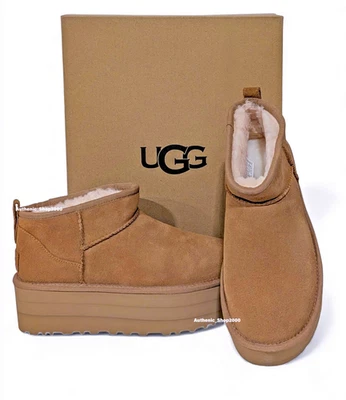 NEW 100% Authentic UGG Classic Ultra Mini Platform Women's Boots Shoes Chestnut - Image 1 of 4