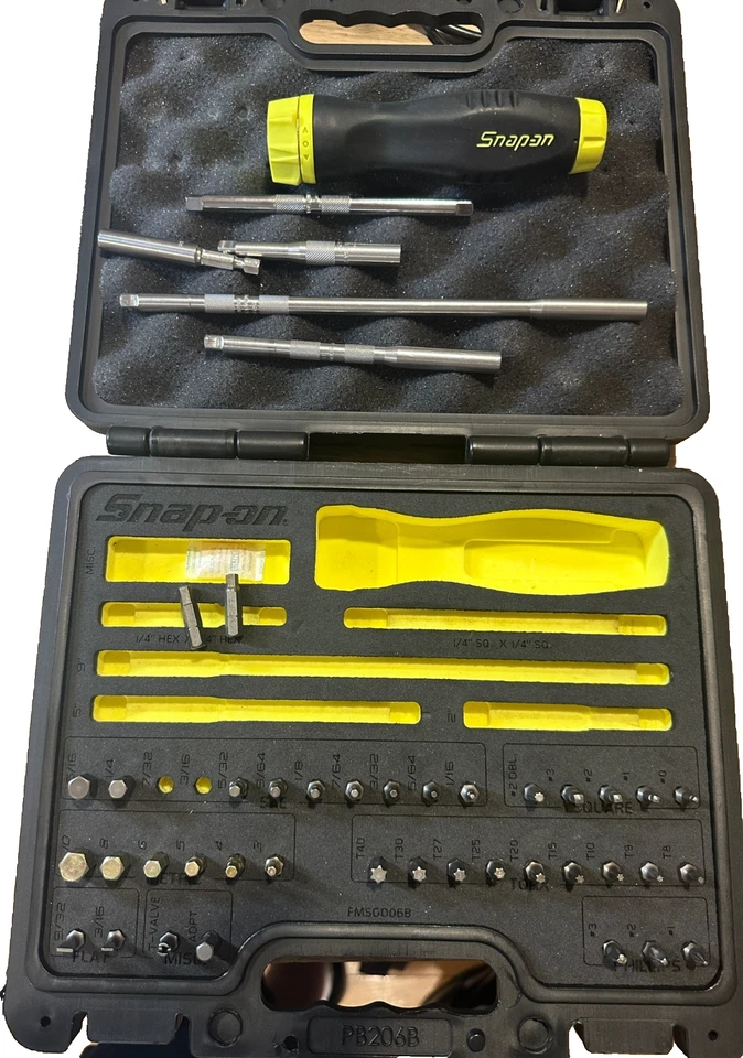 Snap on Soft Grip Ratcheting Screwdriver Foam Case Set Hi VIZ Yellow SGDMRC44FHV - Image 1 of 4