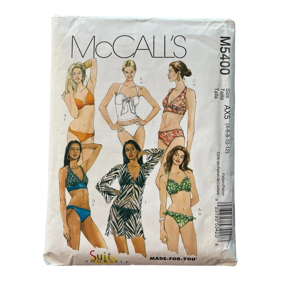 Traje de baño de dos piezas y patrón de encubrimiento McCall's para mujer M5400 tallas 4-12 Foto 1 de 4
