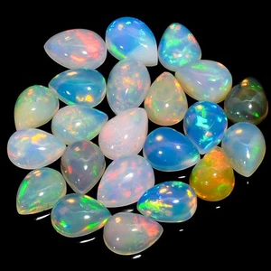 Natural Welo Fire Ethiopian Opal Pear Cabochon Gemstone 5 Ct. Lot 9X7 mm AO-13 - Picture 1 of 3