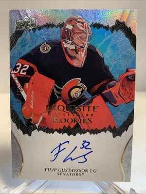 2021 UD ICE FILIP GUSTAVSSON EXQUISITE COLLECTION ROOKIE SIGNATURES RC AUTO /99 - Image 1 of 2