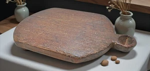 Antique Wooden Kitchenware Chopping Board Original Old Hand Carved - Picture 1 of 7
