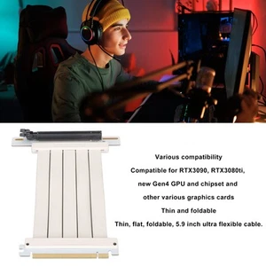 PCIE 4.0 X16 Riser Cable 90° Extension Cable High Speed Vertical Mount Gamin SAL - Photo 1/22