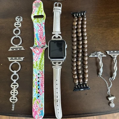 Series 3, Silver Apple Watch With Multiple Watch Bands EUC - Image 1 of 2