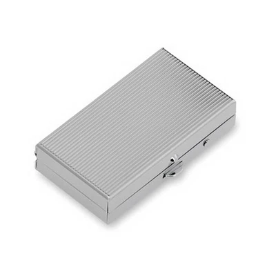 H.BAUER JUN. Pillendose klein Pillenbox eckig Tablettenbox 2 Fächer Metall verchromt 5.5x3 cm