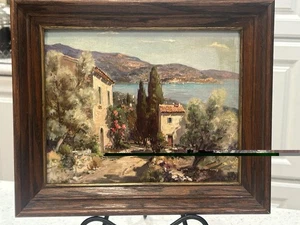 Vintage Künstler Lucien Potronat (Villa an der französischen Riviera) Lithographie gerahmter Druck - Bild 1 von 12