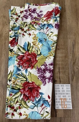 Nova Lançamento LuLaRoe TC Leggings Alta e Curvilínea Linda Estampa Floral Vibrante Nova - Imagem 1 de 3