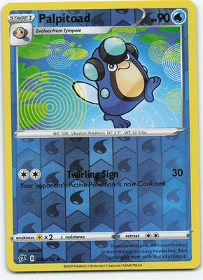 Palpitoad 045/192 Uncommon Reverse Holo SWSH02: Rebel Clash NM Pokémon - Image 1 of 2