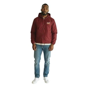 Brixton Mens Long Sleeve Maverick Windbreaker Hooded Jacket Burgundy Size Medium - Picture 1 of 10