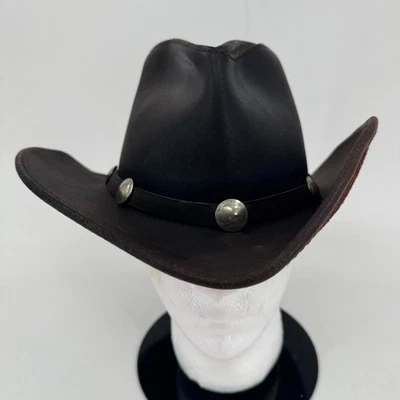 De colección Henschel Hat Co H1H Sombrero de Vaquero Cuero Marrón Western Slouch TALLA L EE. UU. Foto 1 de 4