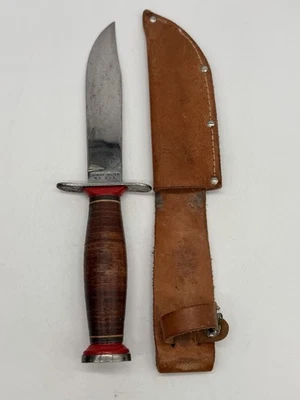 Antigo Schrade-Walden NY EUA Bowie Hunter com bainha de alto carbono - Imagem 1 de 4