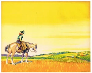 ORIGINAL LAGERKISTE ETIKETT APPLE COWBOY WESTERN PFERD 1930ER JAHRE COUNTRY RODEO - Bild 1 von 1