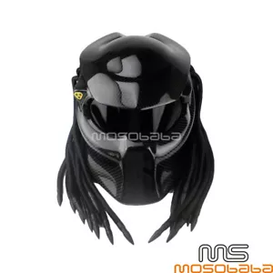 Motorcycle Helmet Carbon Fiber Full Face Predator Helmet DOT Approved - M Size - Picture 1 of 10