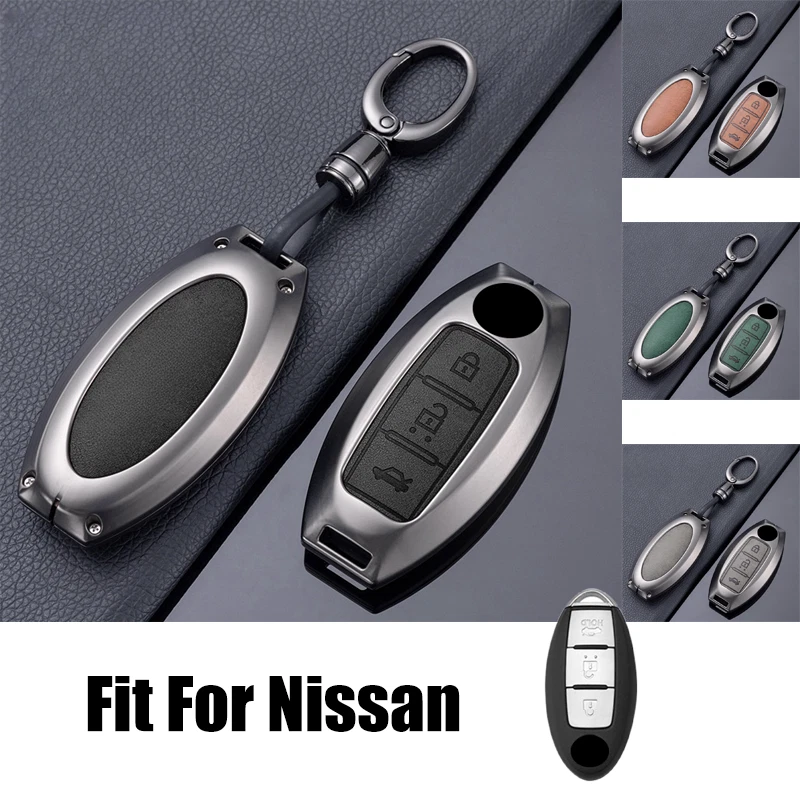 Funda para llavero de cuero de aleación de zinc para Nissan March X-Trai Qashqai Juke Foto 1 de 4