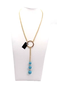 Alfani Y Necklace Imitation Turquoise Ball Drop Gold-tone Circle Retail $44.50 - Picture 1 of 4