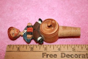 Vintage Primitive Folk Art Barware Cork Bottle Stopper Topper - Picture 1 of 4