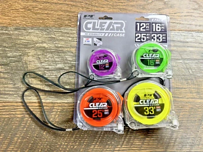 4 Pack Performance Tool W5039 Clear Tape Measure Set SAE & Metric HI-VIS 25' FT