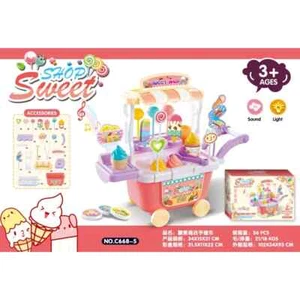 Kids Pretend Play 36pcs Sweet Shop Candy Ice Cream Cart Toy Set Light/Sound - Picture 1 of 3