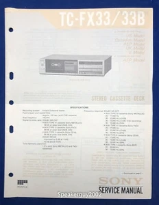 Original Sony TC-FX33 TC-FX22B / Cassette Deck Service Manual - Picture 1 of 1
