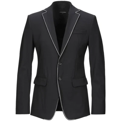 DSQUARED2 Blazer Jacket White Piping Detail Slim Fit Black Size 50 - RP £1371.00 - Image 1 of 4