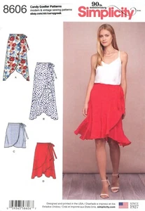 Simplicity 8606 Side-Tie Wrap Skirt in 4 Lengths w Ruffle Hem Sz 6-14 UNCUT - Picture 1 of 4