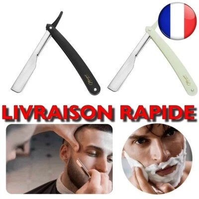 Rasoir Manuel Bord Droit Acier Inoxydable Barbier Cheveux Pliant Coupe Barbe Top