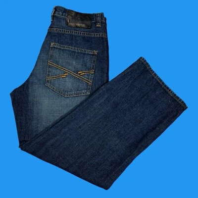 Jeans Reverb para hombre talla 32 x 30 pierna recta 100 % algodón desteñido bigote azul denim Foto 1 de 4