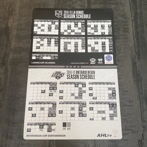 Los Angeles Kings/Ontario Reign 2018-19 Magnet Season Schedule LA Kings SGA Cover