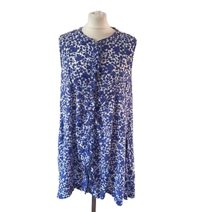 The MASAI Clothing Company Size L Floral Blue Sleeveless Short Dress Tunic - Picture 1 of 11