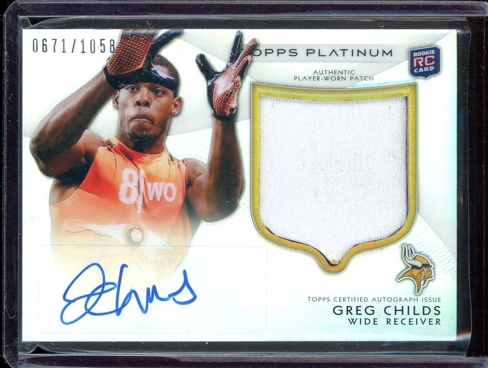 2012 Topps Platinum Rookie Patch Autographs Refractors #165 Greg Childs 671/1058 - Image 1 of 1