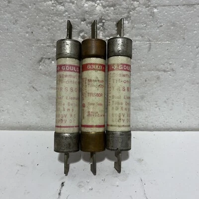 (LOT OF 3) Gould shawmut TRS80R Time delay Fuse NOS - Image 1 of 3