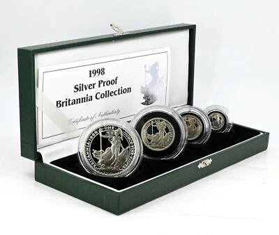 UK Great Britan 1998 'Britannia' 4-Coin Silver Proof Set 1.85 oz. Mint Box/CoA - Image 1 of 4