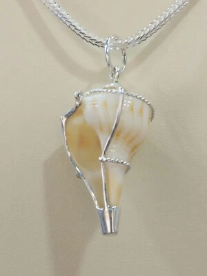 WALAMPURI Gran Concha de Mar con Cubierta de Plata de Ley 925 Colgante Hecho a Mano afortunado Foto 1 de 4