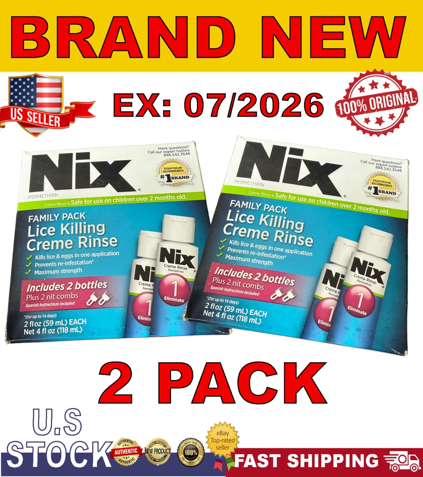 Nix Lice Treatment Creme Rinse Family Pack 4 fl oz |  2 PACK | Brand NEW - Image 1 of 1