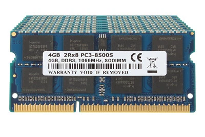 40 GB DDR3 RAM 10X 4 GB PC3-8500S 8500 1066Mhz SO-DIMM Laptop Memory NON ECC CL7 - Image 1 of 4